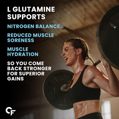 Carbamide Forte L Glutamine Supplement for Men | L Glutamine Powder 5000mg | L Glutamine Supplement | Muscle Recovery Preworkout Supplements For Men - Unflavoured - 250 grams