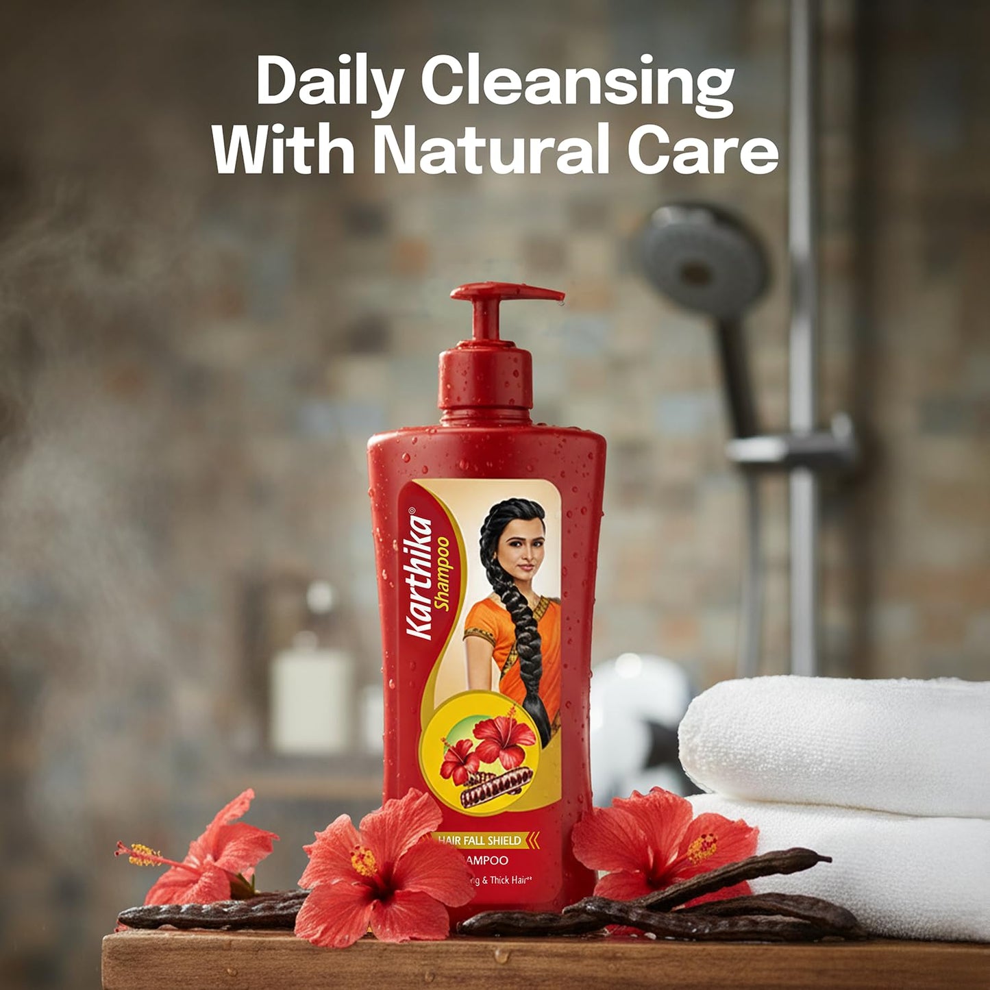 Karthika Hairfall Shield Shampoo with Shikakai & Hibiscus | Herbal Anti-Hairfall Shampoo for Strong & Healthy Hair | Natural Care for Men & Women | 650ml