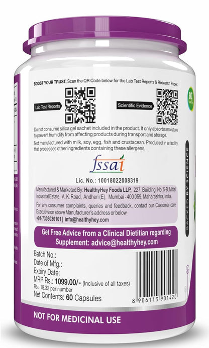 HealthyHey Nutrition Natural Mulberry leaf extract,60 vegetable capsules