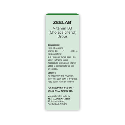 Zeelab Updee Drops 400 IU/ml | Vitamin D3 (Cholecalciferol) Drops - 15ml