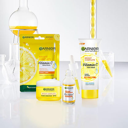 Garnier Skin Naturals, Day Cream, Brightening & Protects Skin from Sun, Bright Complete Vitamin C Serum Cream, 45 g