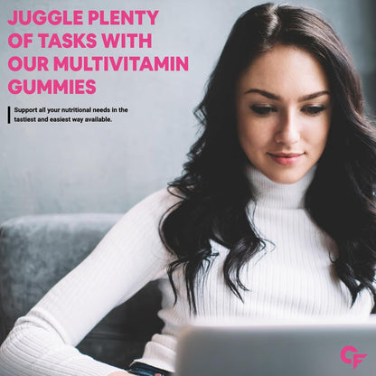 Carbamide Forte Multivitamin Gummies for Women | Multivitamin for Women' s Hair, Skin & Nails, with Biotin & Antioxidants for Immunity & Probiotics for Digestion | 23 Ingredients - 60 Veg Gummies