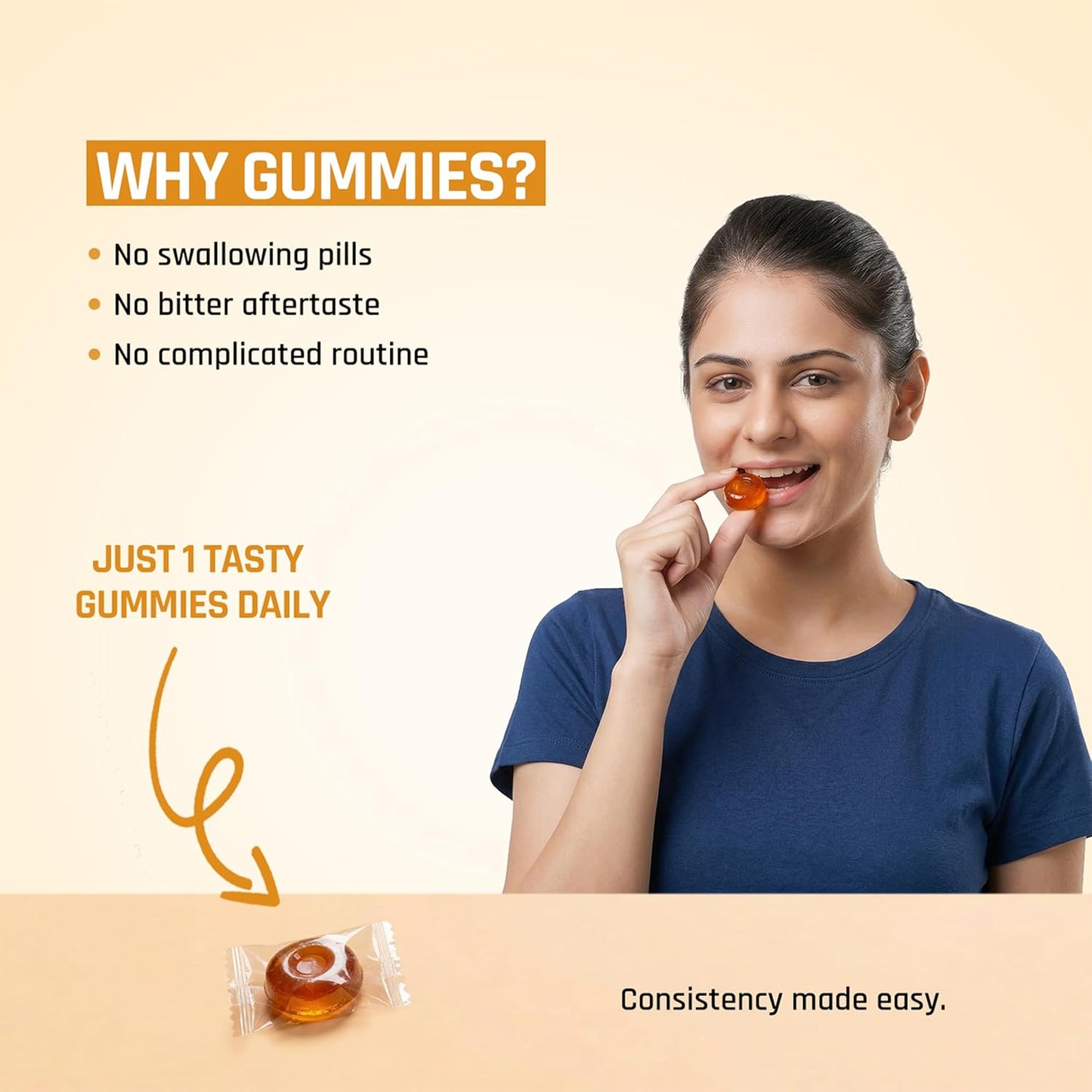 Naturaltein Sea Buckthorn Gummies with Biotin | 30 Gummies | Rich in Vitamin C, A, E & B-Complex | Naturally Occurring Antioxidants, Minerals & Amino Acids | Omega 3, 6, 7 & 9 | 500mg Extract + 40mcg Biotin | Supports Hair, Skin & Nails | No Added Sugar