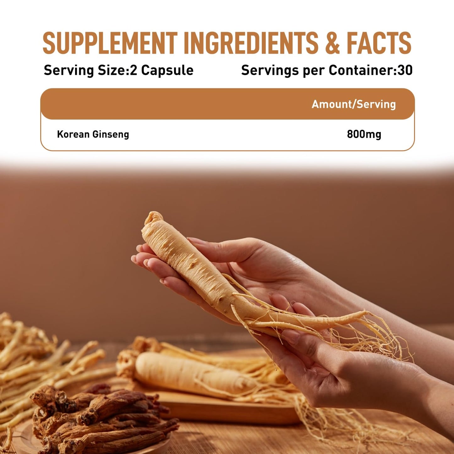 Herbal Max Korean Ginseng Capsules â€“ 60 Veg Capsules | Boosts Immunity, Stamina & Energy | Natural Stress Support | Ayurvedic Supplement for Men & Women
