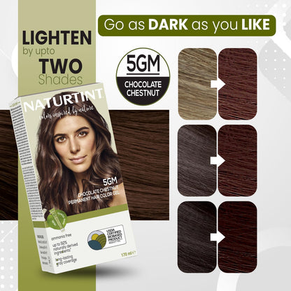 Naturtint Permanent Hair Colour Gel Chocolate Brown 5GM | For Optimal Scalp Care | Long Lasting Hair Colour | Ammonia Free Vegan | No Parabens | Enriched with Olives & Organic Shea Butter