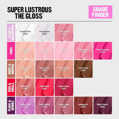 Revlon Super Lustrous The Gloss, Non-Sticky, High Shine Glossy Finish, Lightweight Moisture Enriched With Agave, Moringa Oil Capuacu Butter - Lean In(203), 3.8ml