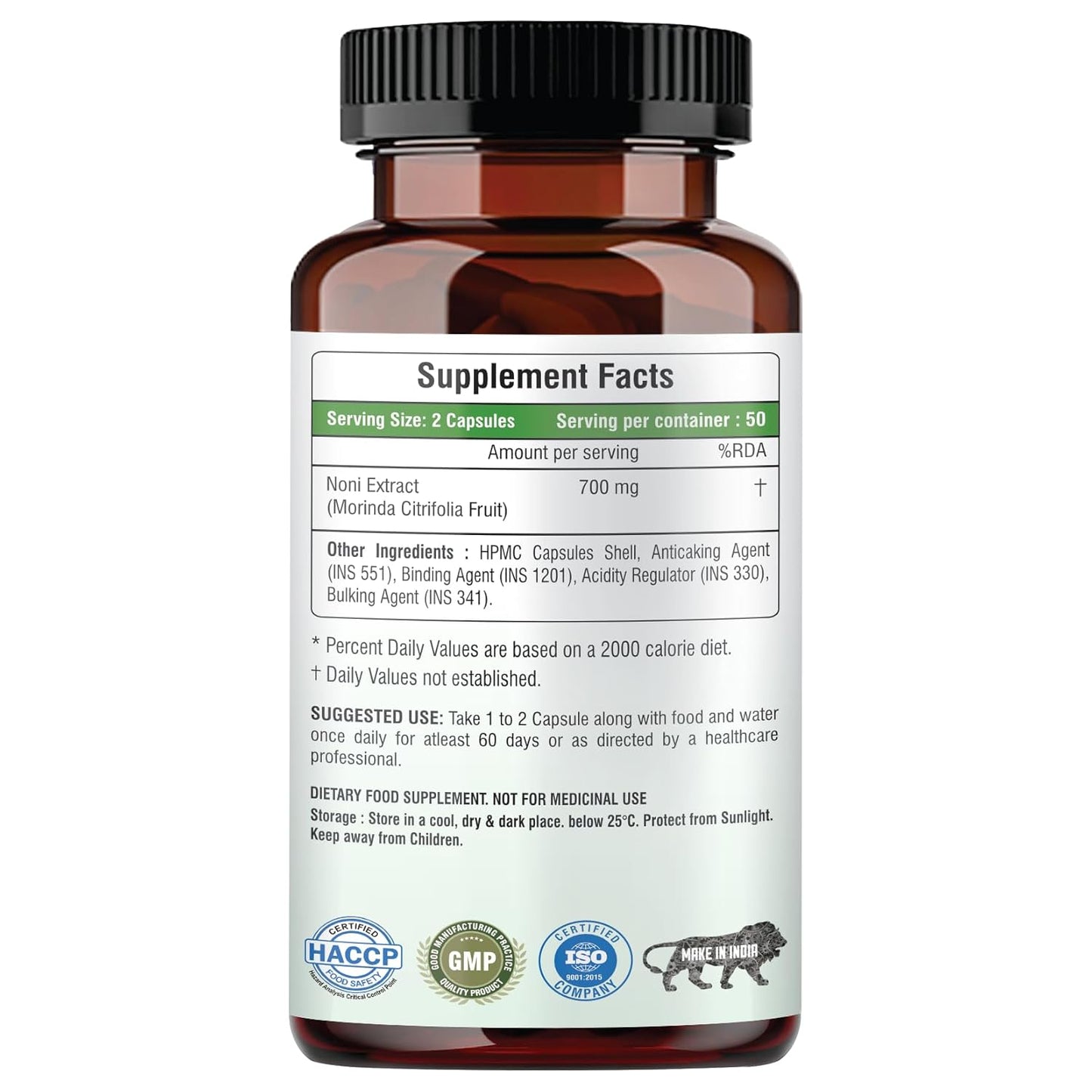 Noni Extract 700mg-100 Veg Capsules | Body Detoxifier| Healthy Skin| Healthy Cholesterol