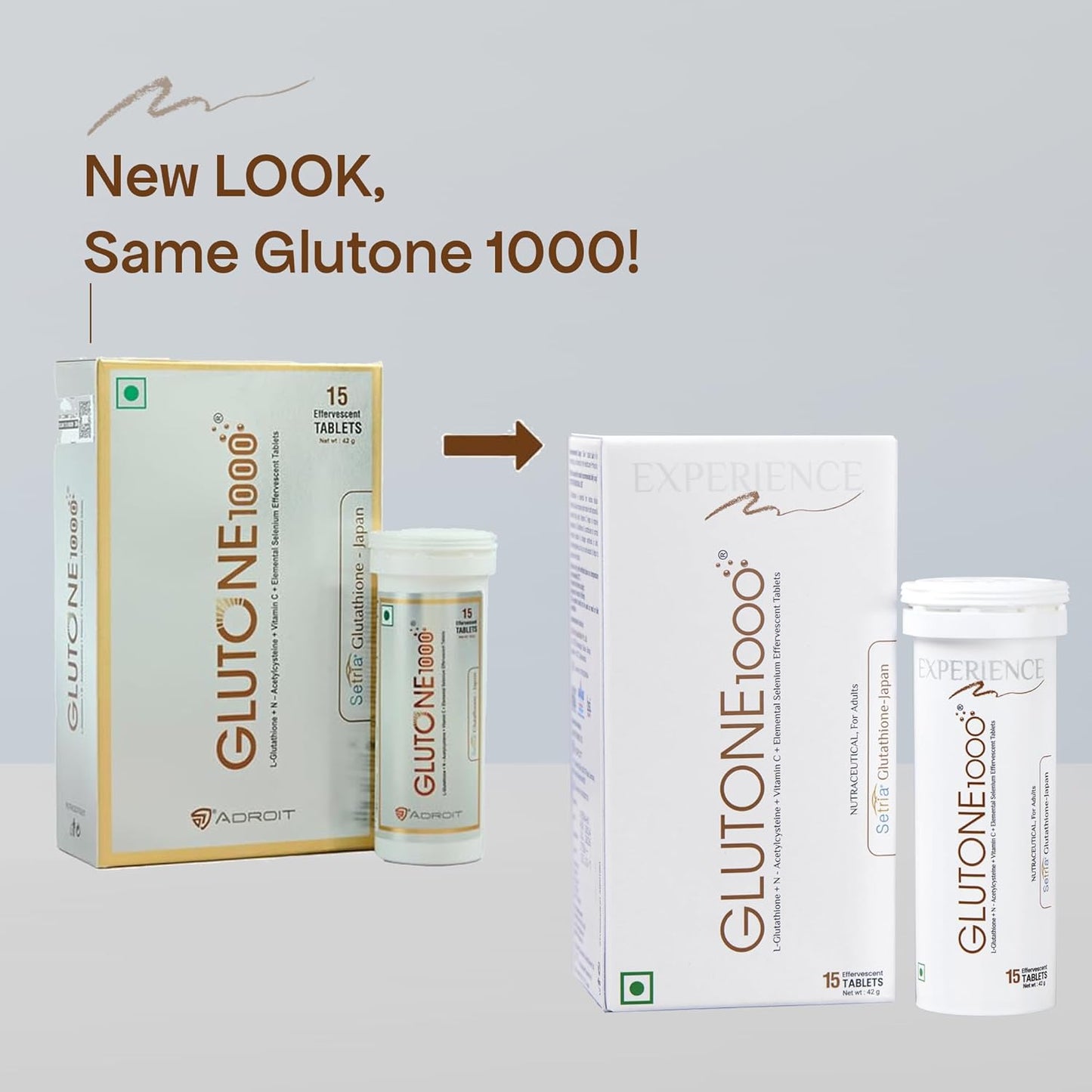 Glutone 1000 Setria L-Glutathione Tablets for Radiant & Clear Skin | 600mg Premium L-Glutathione & Vitamin C | Skin glow Brightening Supplement | 15 Effervescent Tablets | Orange Flavor (Pack of 1)