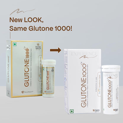 Glutone 1000 Setria L-Glutathione Tablets for Radiant & Clear Skin | 600mg Premium L-Glutathione & Vitamin C | Skin glow Brightening Supplement | 15 Effervescent Tablets | Orange Flavor (Pack of 1)