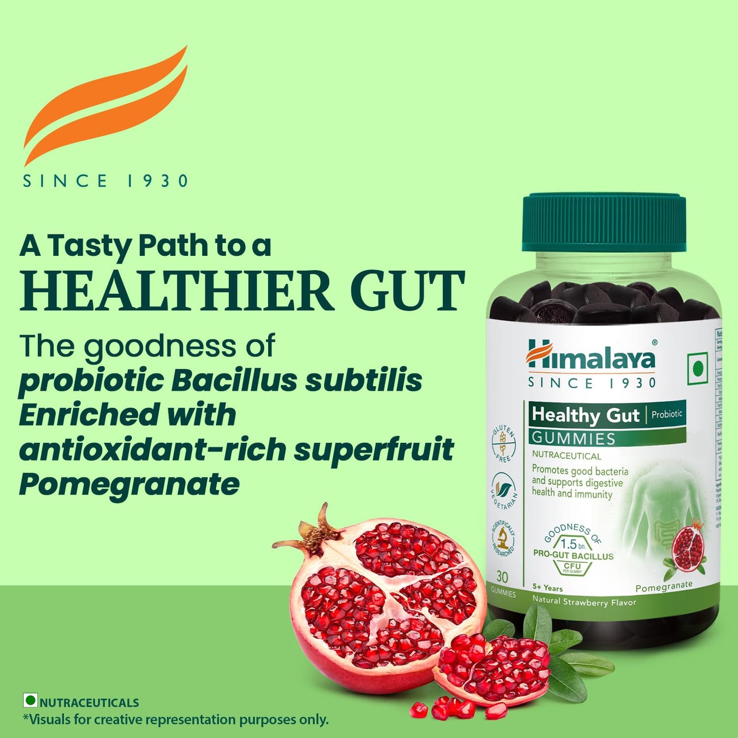 Himalaya Healthy Gut Probiotic Gummies | Pack of 30s | Nutraceutical | Promotes Good Bacteria in the Gut | Supports Digestive Health and Immunity | Natural Strawberry Flavor