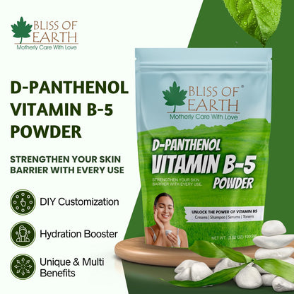 Bliss of Earth D Panthenol Vitamin B5 Powder | Pure & Natural | Skin Brightening, Scalp Hydration, Hair Powder | DIY Creams & Serums 100gm
