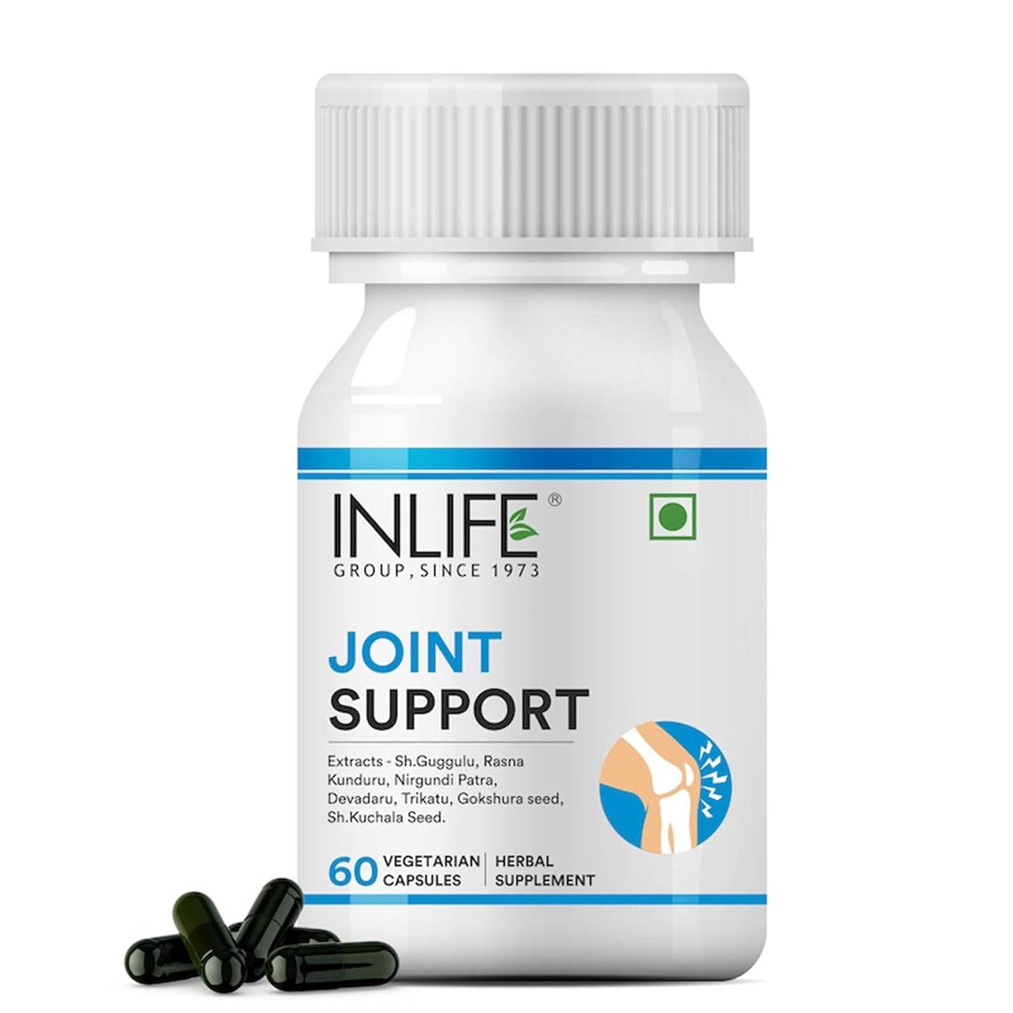 INLIFE Joint Support Supplement with Ayurvedic Herbs | Boswellia Serrata, Guggul, Tribulus, Rasna and more - 60 Vegetarian Capsules (Pack of 1)