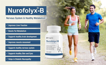 Trexgenics Nurofolyx-B Choline 250Mg,Inositol 333Mg & B-Comp B1 Benfotiamine,B2,B3,B6 Active P5P,B9 Active Folate,B12 Methylcobalamin Advanced Nervous System & Fatty Acid (60 Veg Capsules) (Pack Of 1)