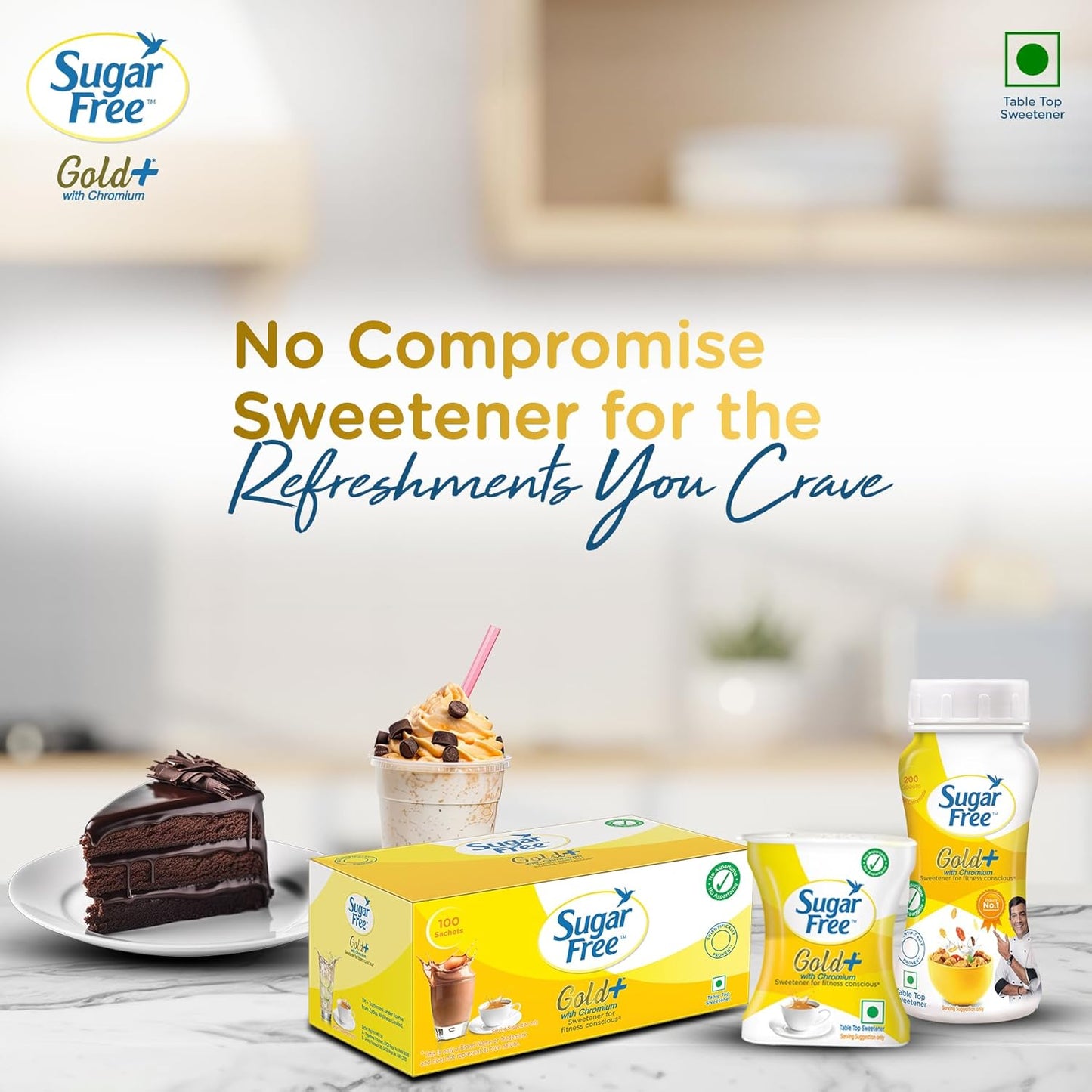 Sugar Free Gold, 500 Pellets| India s No.1 Sweetner| Sweet like Sugar with Low Calories| Scientifically Proven & Tested 50g