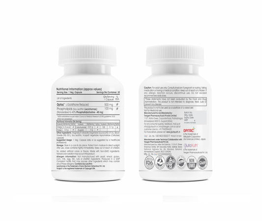 Liposomal OPITAC 500 JAPANESE L-Glutathione 500 mg with Phosphatidylcholine Phospholipid Technology Youthful Skin, Glow, Radiance Complex (30 Veg Capsules) (Pack of 1)