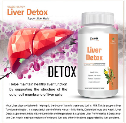 Vokin Biotech Liver Detox For Healthy Liver | Helps in Cleanse Liver, Natural Protection Against Fatty Liver Supplement For Men And Women 90 Capsules