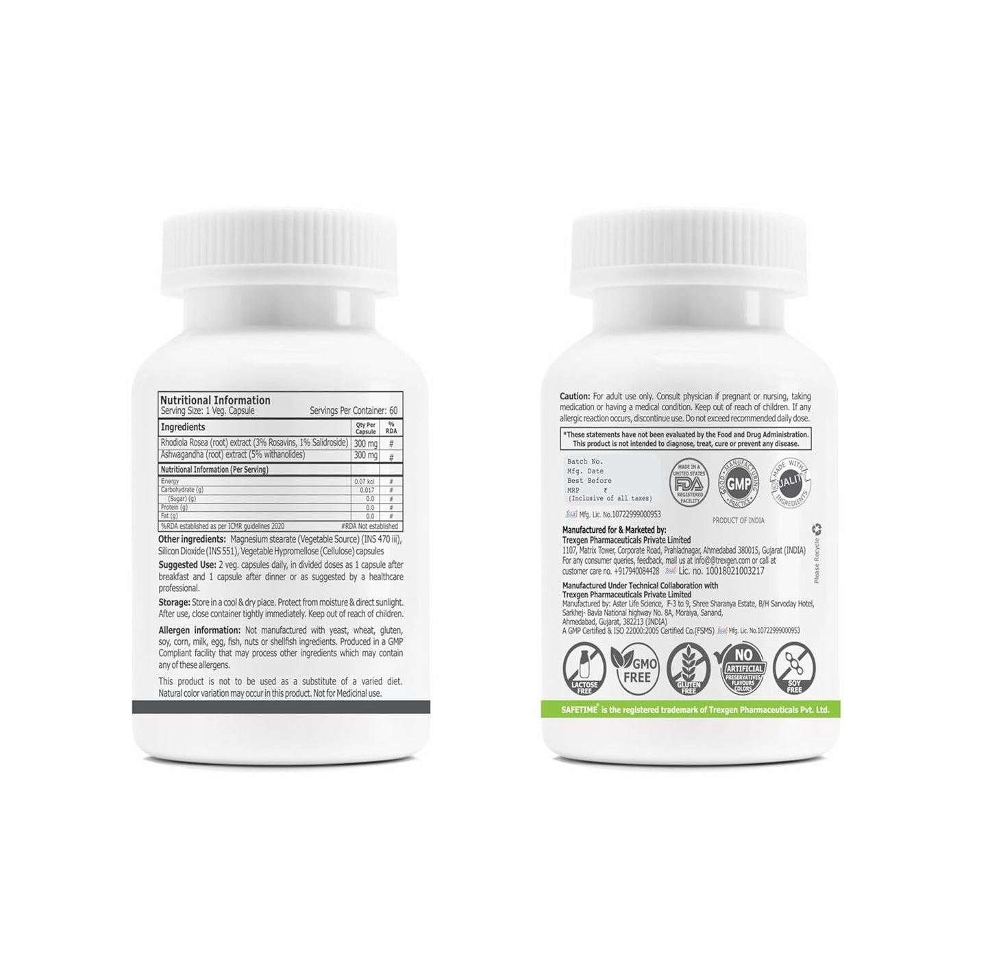 CORTISOL BALANCE Bioactive Rhodiola & Ashwagandha Stress, Focus, Energy VO2 Max (60 Veg Capsules) (Pack of 1)