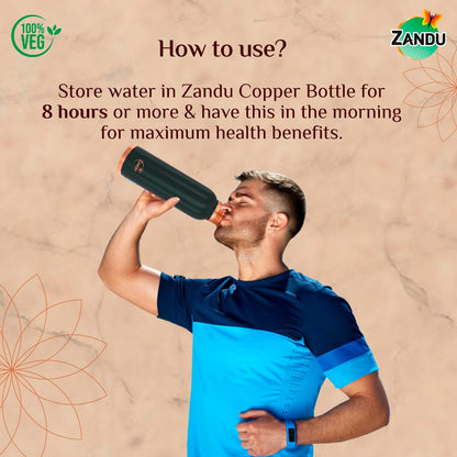 Zandu Copper Bottle : Prepared with 100% Pure Copper |Supports Digestive & Liver Health | Helps Enhance Immunity| Useful in Promoting Overall Health (Pack of 950 ml)