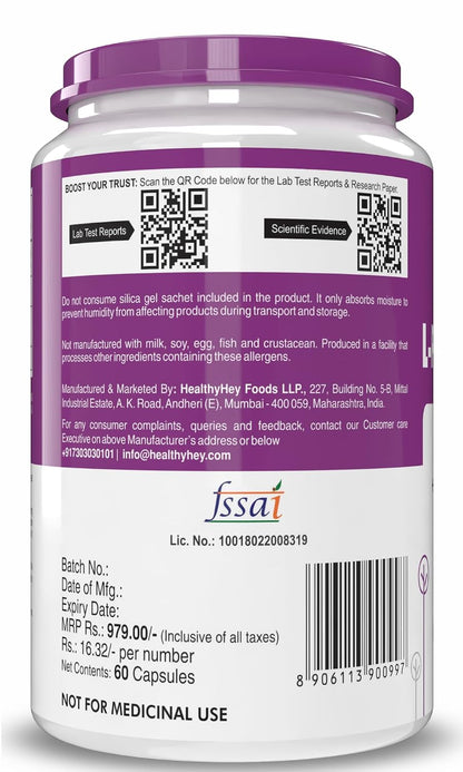 HealthyHey Nutrition L-Phenylalanine 60 Vegetarian Capsules - Gluten Free - Non GMO
