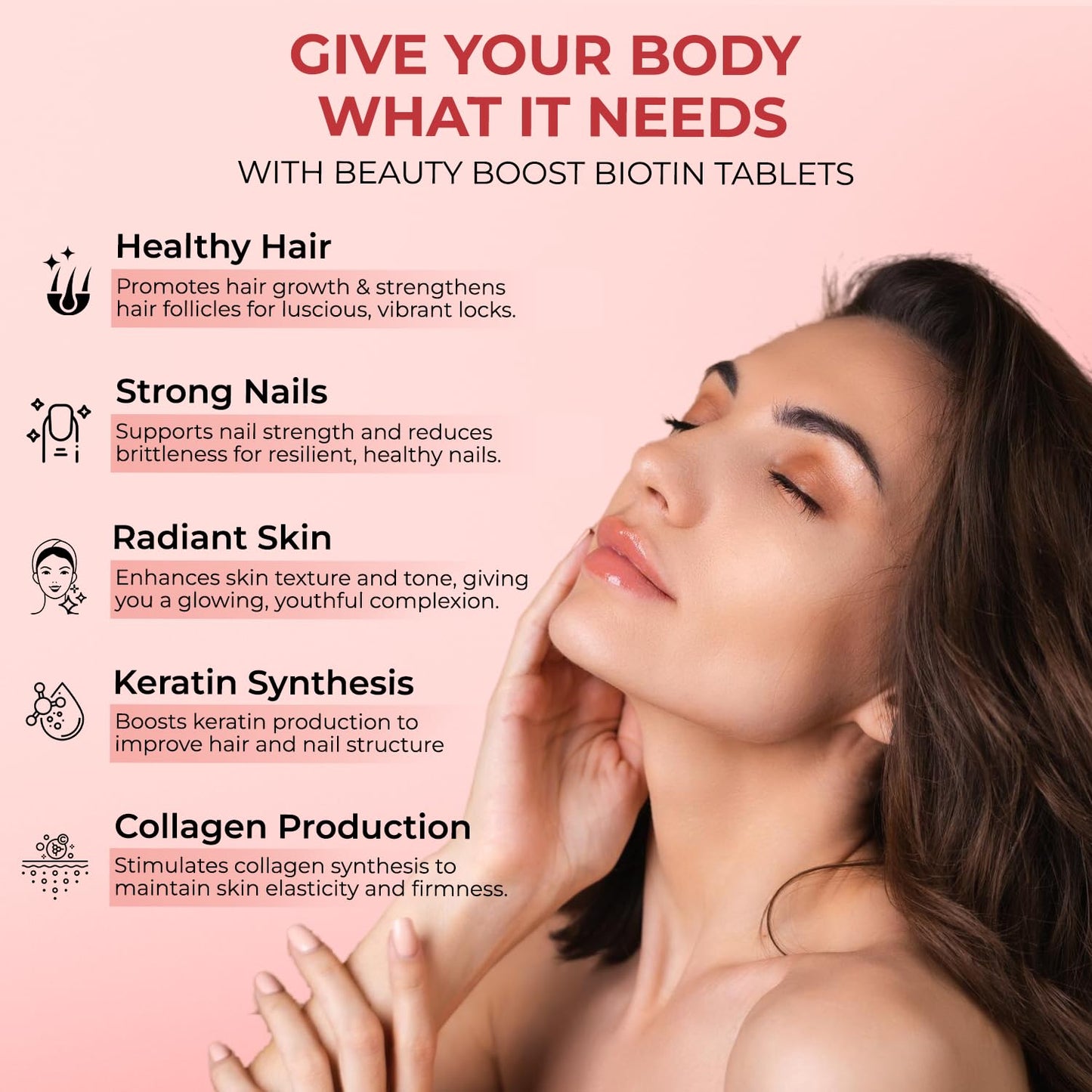 The Body Reserve Plant-Based Biotin Tablets - 60 Veg Tablets, Biotin from Sesbania Extract with Amla & Grapeseed - Supports Hair, Skin, and Nails - For Men & Women
