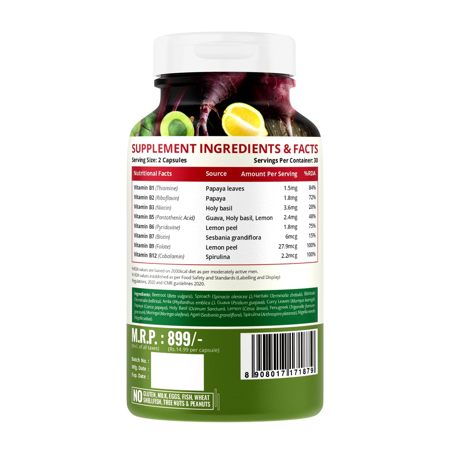 NatureLife Nutrition Plant Based Vitamin B12-60 Caps