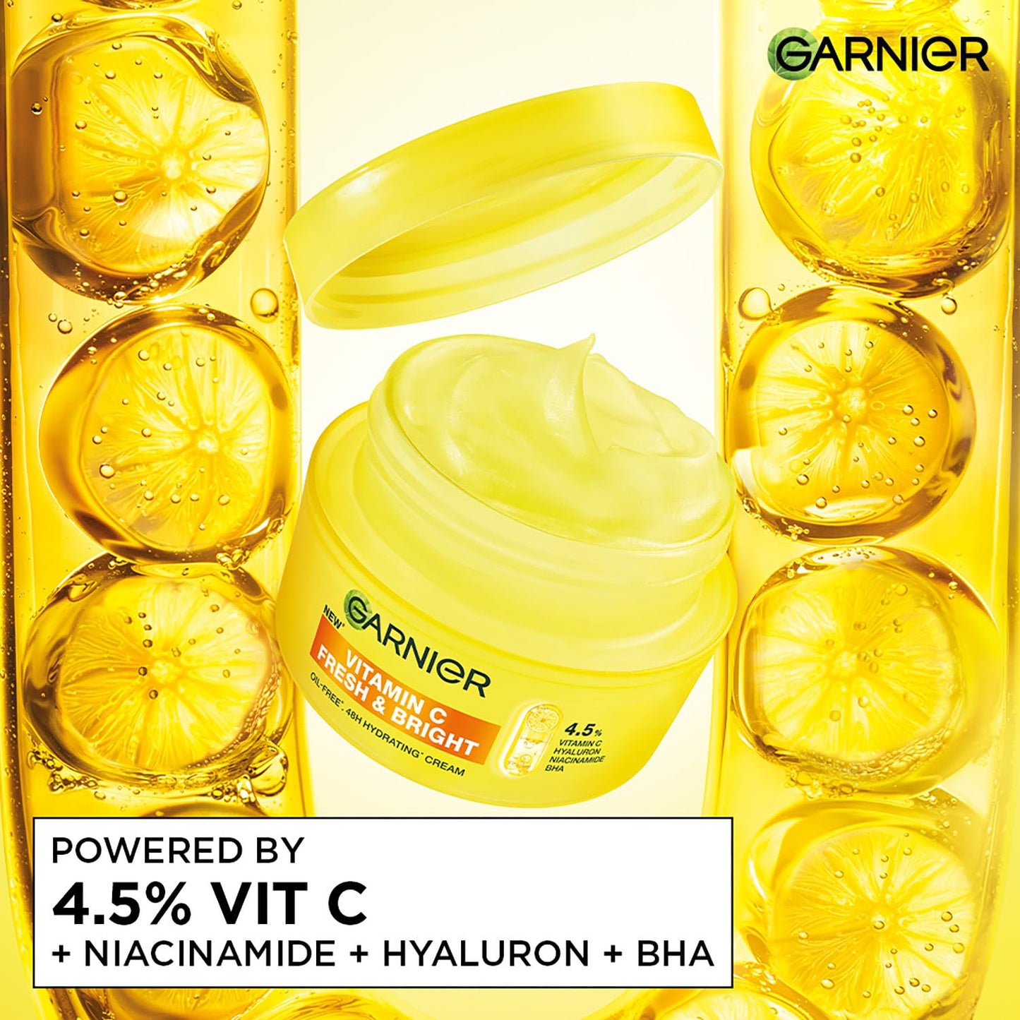 Garnier Fresh & Bright Vitamin C Sorbet Moisturizer, 4.5% Vit C + Hyaluronic Acid + Niacinamide + BHA, 9x Lighter Sorbet Texture, For Hydration & Dark Spot Reduction, Suitable for Oily to Normal & Combination Skin, 90g