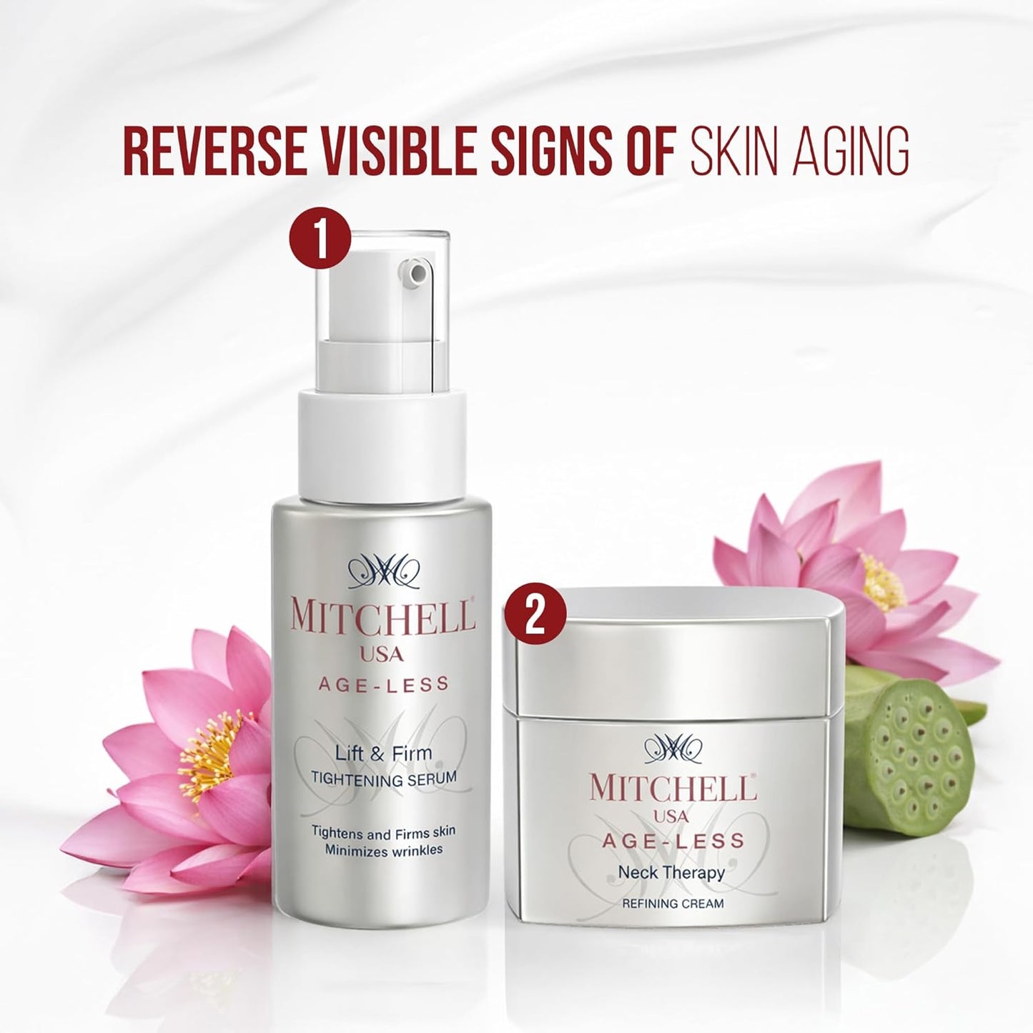 Mitchell USA Anti-Aging Neck Therapy Cream â€“ Firms & Smooths Neck Skin, Reduces Fine Lines | With Lotus Seed Extract & Cocoa Butter | For All Skin Types | 50 g