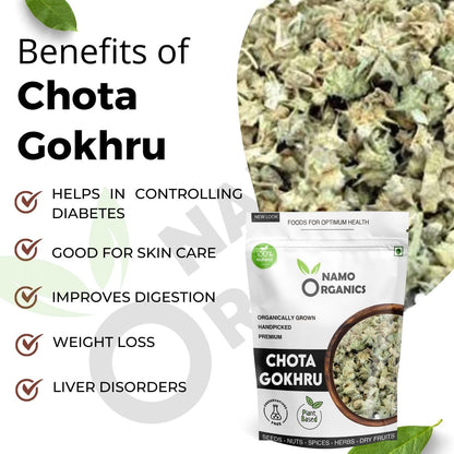 Namo Organics Gokhru Chota - 400 Gm - Tribulus Terrestris Seeds - Small Caltrops, Natural