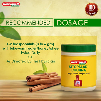 Baidyanath Sitopaladi Churna â€“ 50g | Cough & Cold, Sore Throat & Digestive Wellness | Relief Chest Congestion & Nose Block |