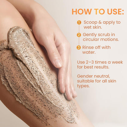 mCaffeine Caramel Eclairs Coffee Body Scrub for Removing Tan & Dead Skin| 10% Coffee Grounds, AHA- Glycolic & Lactic Acid | Smooth, Soft & Bright Skin| Sweet Caramel Fragrance - 175g