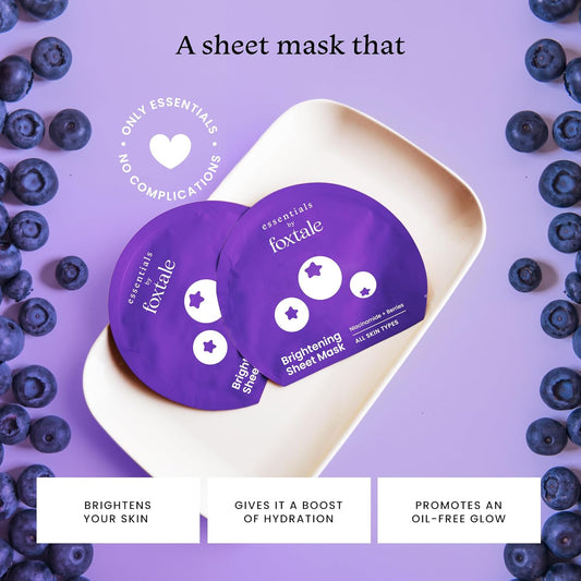Foxtale Brightening Sheet Mask with Niacinamide and Berries for Bright Skin, Men & Women, 26g