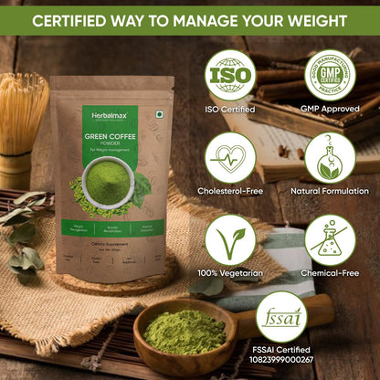 Herbal Max Green Coffee Powder | Natural Weight Management & Energy Support | Organic, All-Natural Supplement for Digestion, Metabolism & Daily Wellness | 100 g