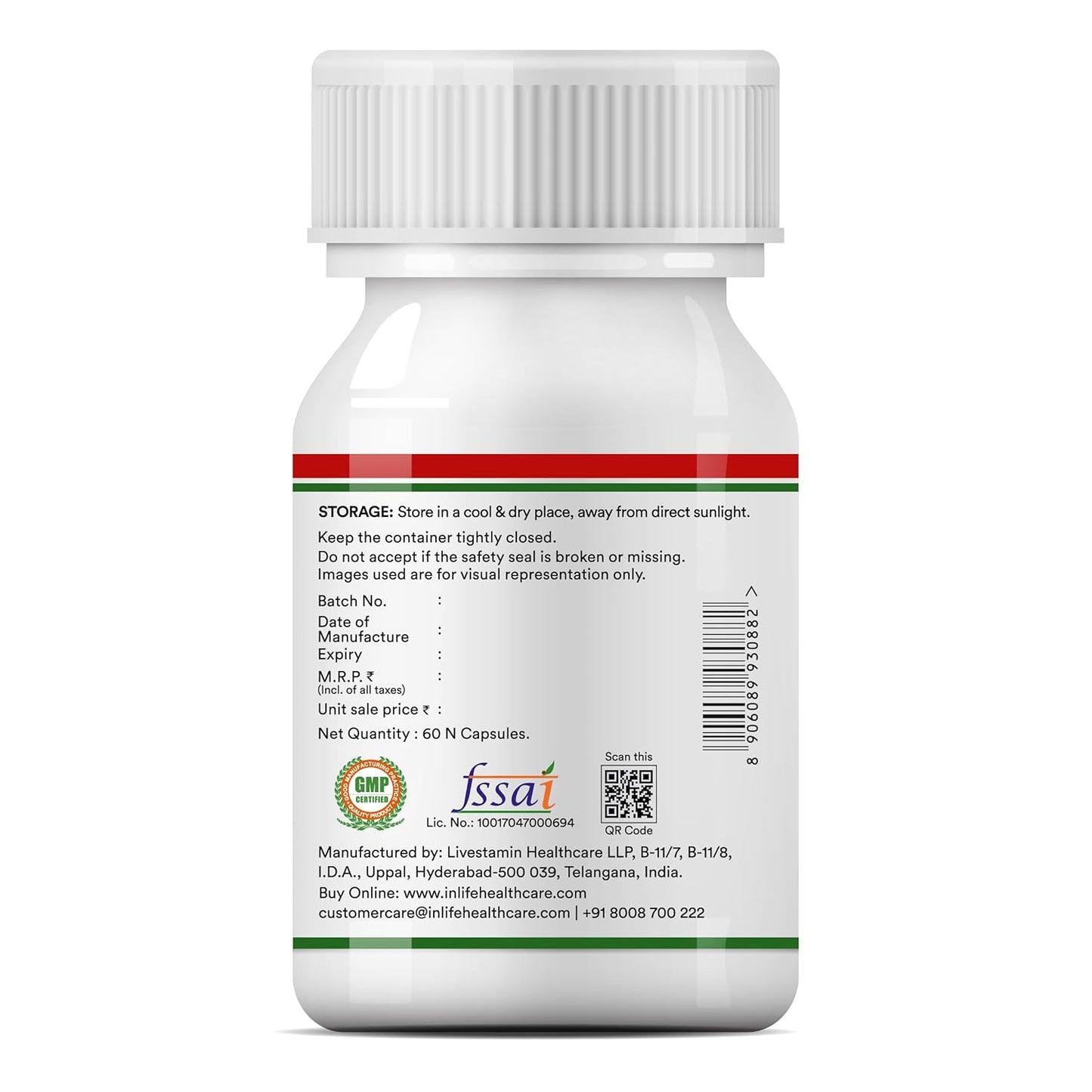 INLIFE L-Carnitine Tartrate Capsules 1000mg | Supports Muscle Health & Excercise Recovery | Supplement for Men Women - 60 Vegetarian Capsules (Pack of 1, 60)