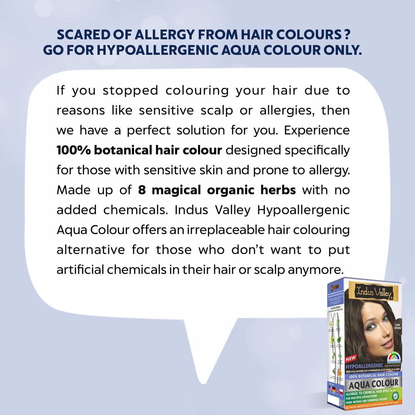 INDUS VALLEY Organic Natural Hypo Allergic Aqua Colour 100% Botanical Hair Colour (Dark Brown, 30ml + 200g)