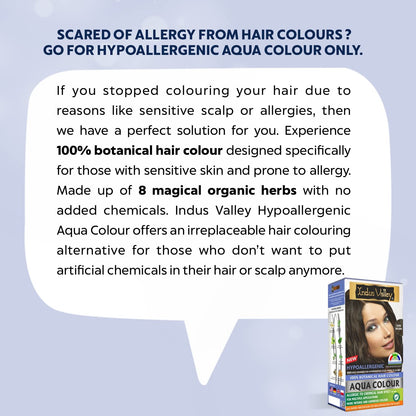 INDUS VALLEY Organic Natural Hypo Allergic Aqua Colour 100% Botanical Hair Colour (Dark Brown, 30ml + 200g)