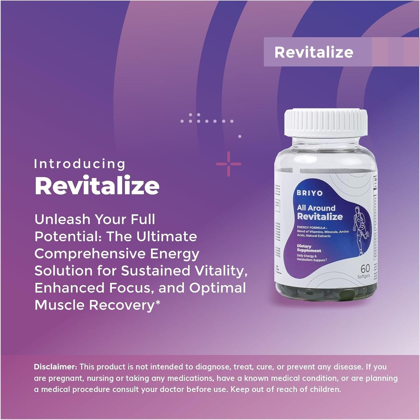 Briyo All Around Revitalize - Energy Boost and Muscle Function Support: Enhances Energy Levels and Metabolism, Vitamins & Minerals, Tea, Grape Seed, Turmeric Root, Amino Acids, and More - 30