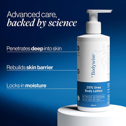 Be Bodywise 20% Urea Body Lotion 300ml | 48 Hrs Moisturization For Very Dry & Flaky Skin| Exfoliates & Repairs Skin Barrier |With Ceramides, Kokum & Mango Seed Butter | Non-Greasy & Lightweight Formula