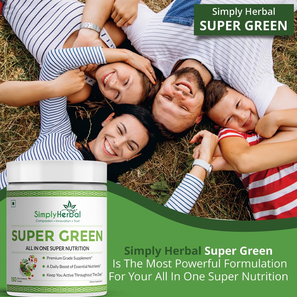 Simply Herbal Super Greens & Herbs Mix â€“ Detox & Digestive Support with Spirulina, Amla, Chlorella & Antioxidants â€“ 150g