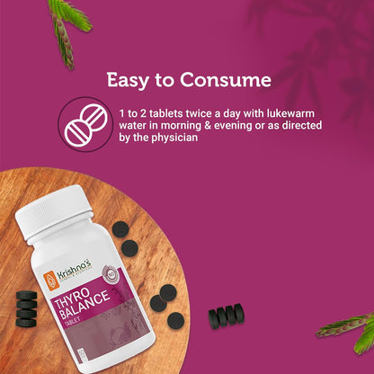 Krishna's Thyro Balance Tablets â€“ Herbal & Non-GMO Formula - 60 Tablet (Pack of 1)