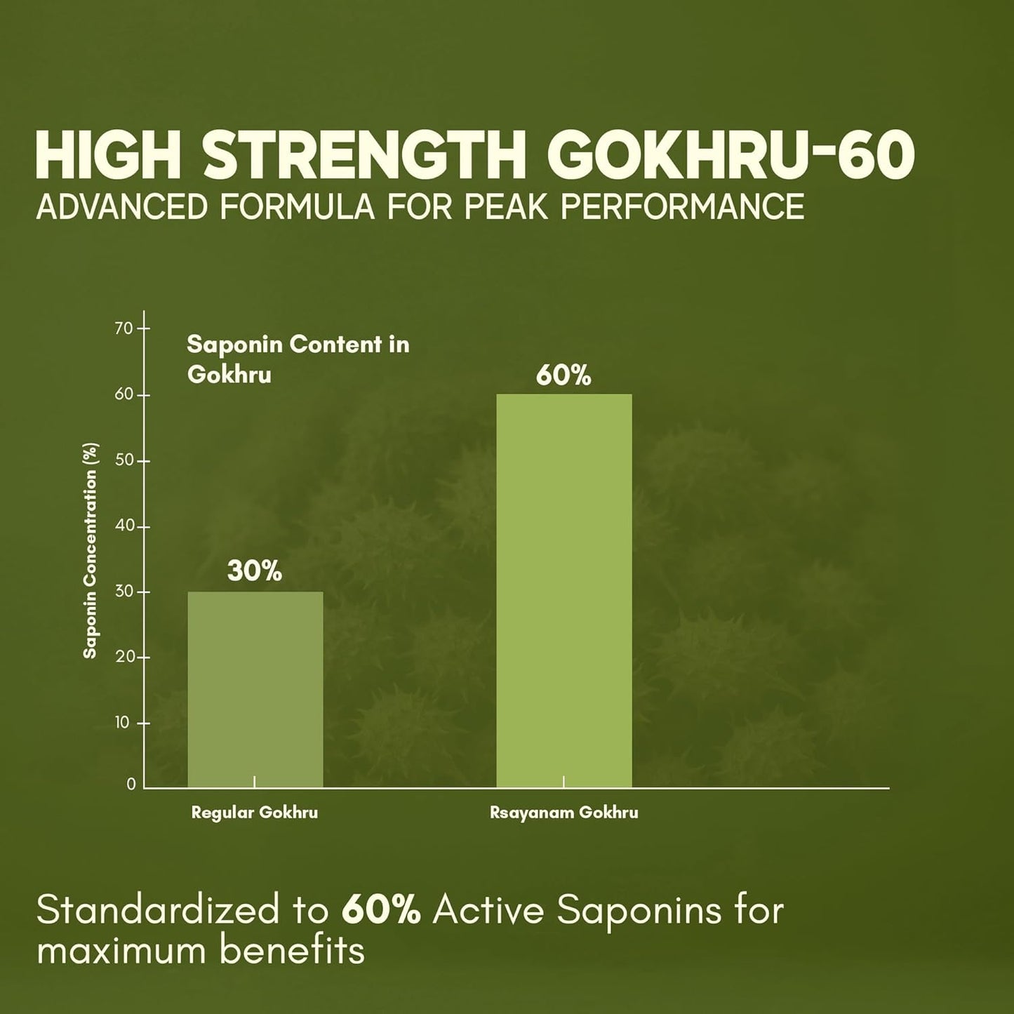Rasayanam Gokshura Tablets 1000mg Gokhru per Serving, Highest Saponins 60%, Tribulus Terrestris for Men & Women | Improves Energy, Muscle Strength, Stamina & Supports Recovery - 60 Tablets