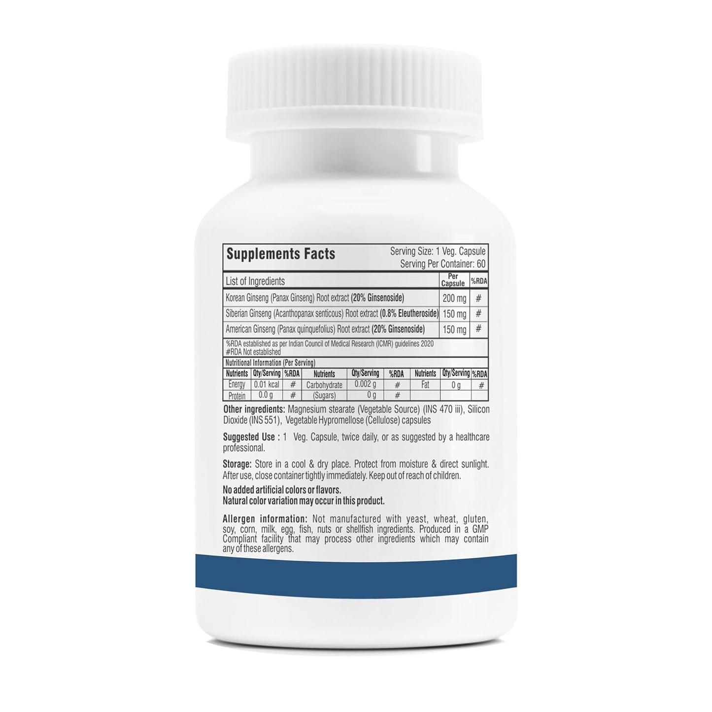 Trexgenics TRIPLE GINSENG 500 mg Optimized American, Siberian, Panax Ginseng Immunity, Energy, Performance (60 Veg. Capsules) (Pack of 1)
