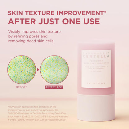 SKIN1004 Madagascar Centella Poremizing Quick Clay Stick Mask 27g â€“ Face Mask with 5 Clays & Red Bean Powder for Pore Care, Oil Control, Blackhead Removal & Skin Soothing Korean Skincare