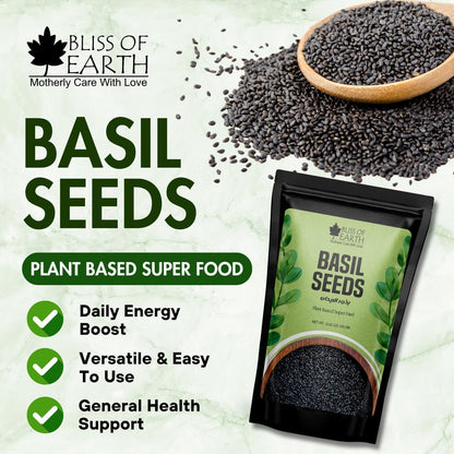 Bliss of Earth Sabja Seeds 100gms -Tukmaria Seeds Fiber & Omega-3 Rich Good for weight loss, Hydration Tiny Power House - Basil Seeds for Eating