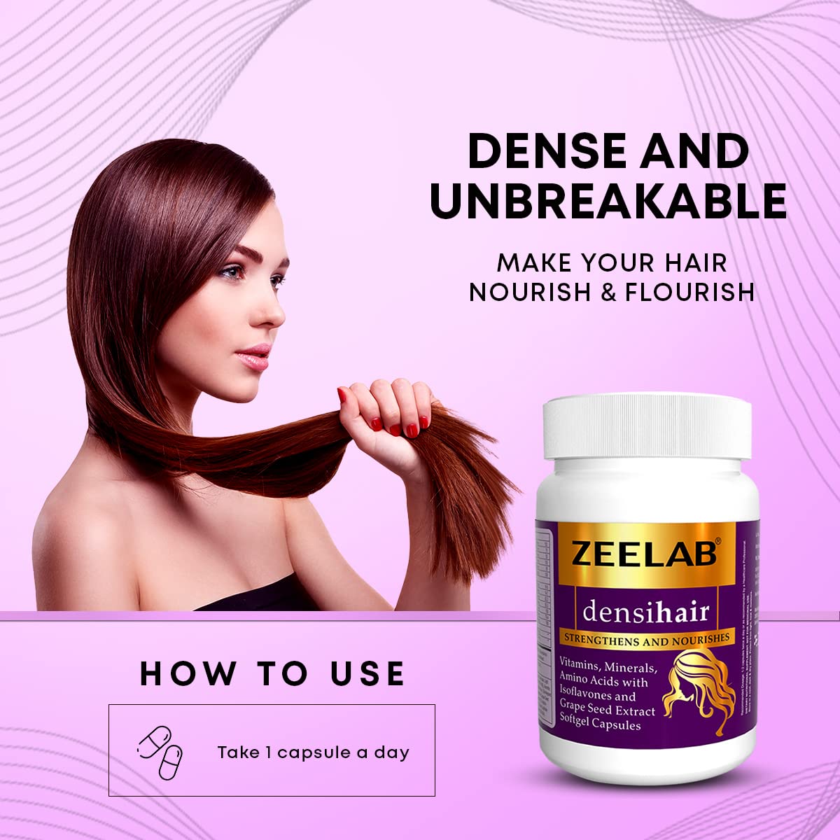 Zeelab Densihair Capsules | 30 Softgel Capsules in Bottle | Biotin Supplement for Women Hair Growth | Multivitamin Hair Care Products for Women
