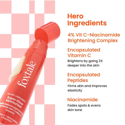 Foxtale Vitamin C Super Glow Moisturizer with Niacinamide & Peptides, Visibly Reduces Pigmentation, Enhances Skins Brightness Instantly, For All Skin Types, Women & Men - 50ml, Cream