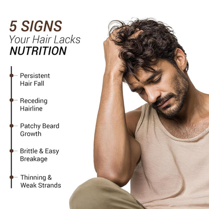 Be. Handsome Biotin Tablets for Hair Growth & Beard Enhancement for Men | B12 Vitamin Tablets with Pumpkin Seed Oil, Sesbania Extract & Vitamins | Hair & Beard Health | 60 Veg Capsules | 30 Day Supply