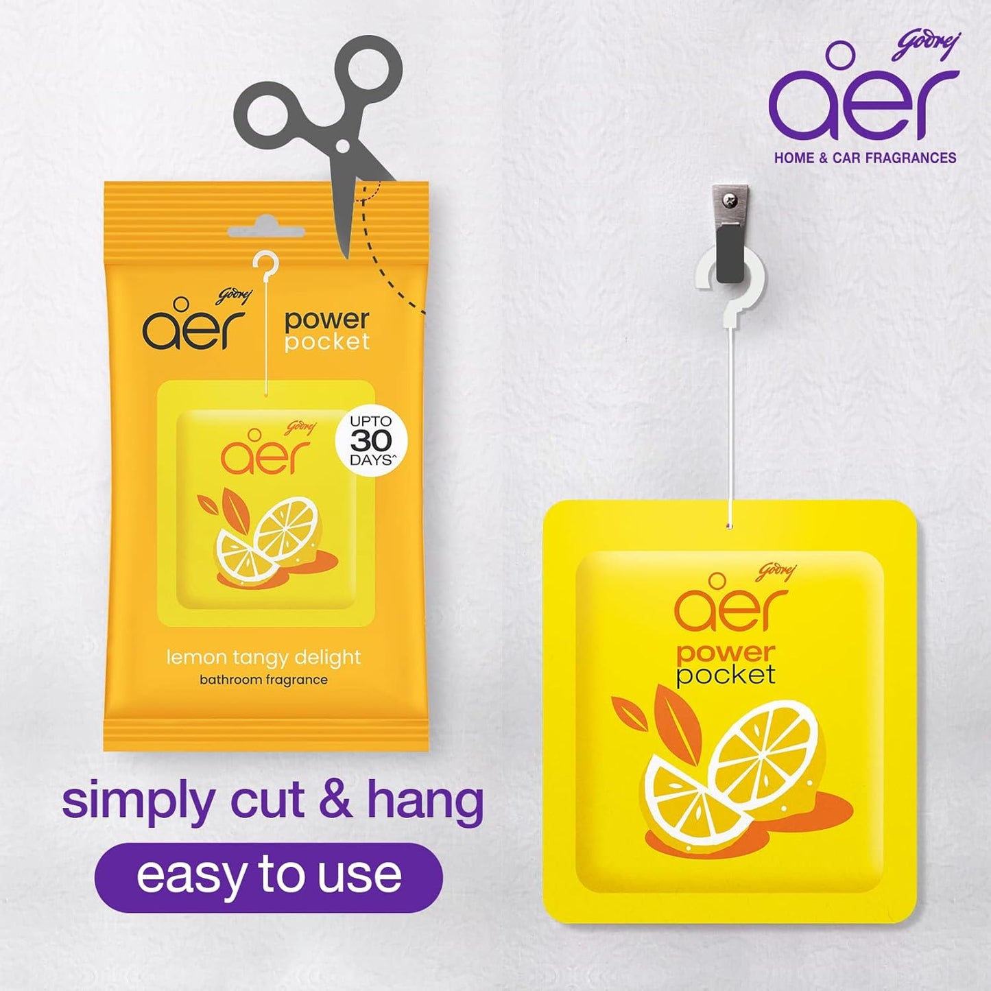 Godrej Aer Power Pocket Bathroom Freshener â€“ Assorted Pack of 5 - 50g (5x10g) | Lasts up to 30 days | Germ Protection