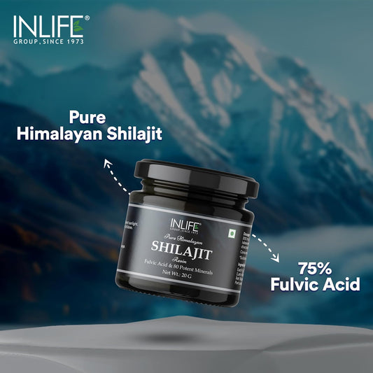 INLIFE Shilajit Resin 20g | Original Himalayan & Natural Shilajeet for Strength, Endurance & Stamina | 75% Fulvic Acid | Lab Tested | Ayurvedic Supplement for Men Women (Pack of 1)