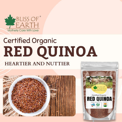 Bliss of Earth Organic Red Quinoa 700gm For Weight Loss, Raw Super food