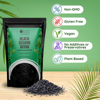Bliss of Earth 500gm unhulled Black Sesame Seeds, Kaale Til, Fresh & Organic Fully Fiber Rich Great for Cooking & Baking